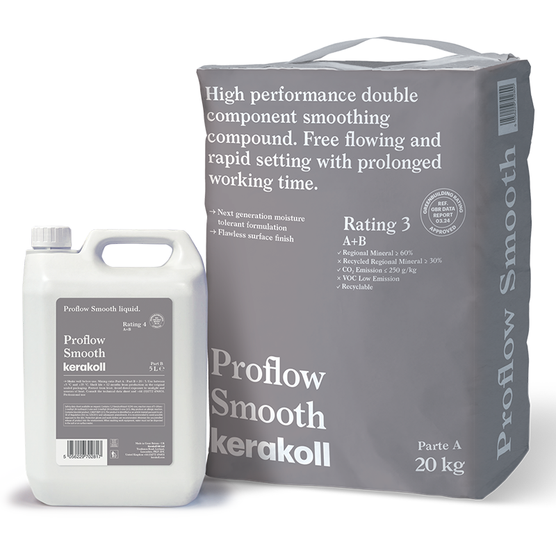 Proflow Smooth 20 kg bag and liquid component